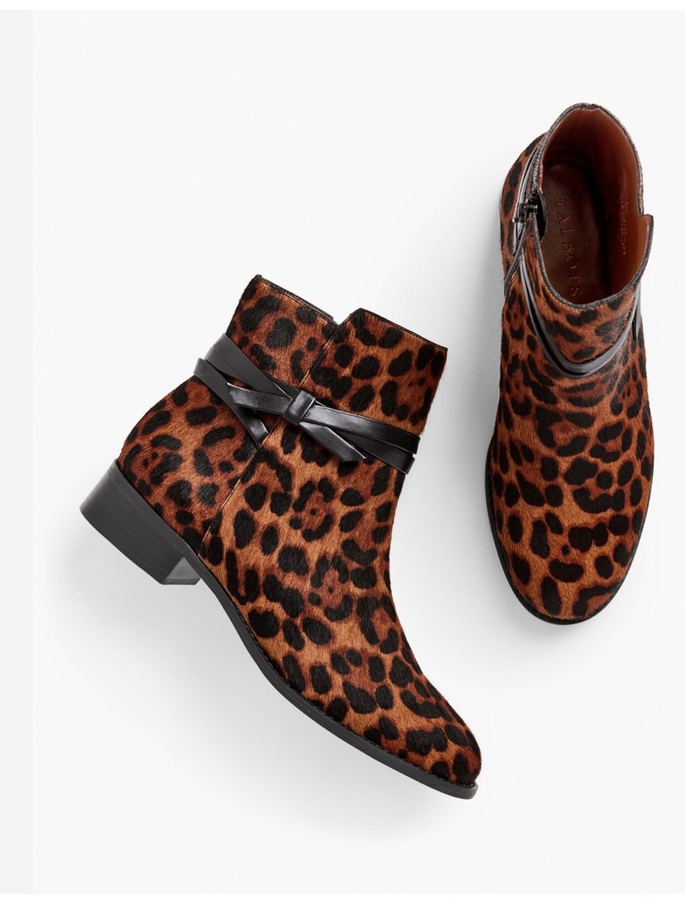 Talbots Leopard-Print Ankle Booties with Black Strap